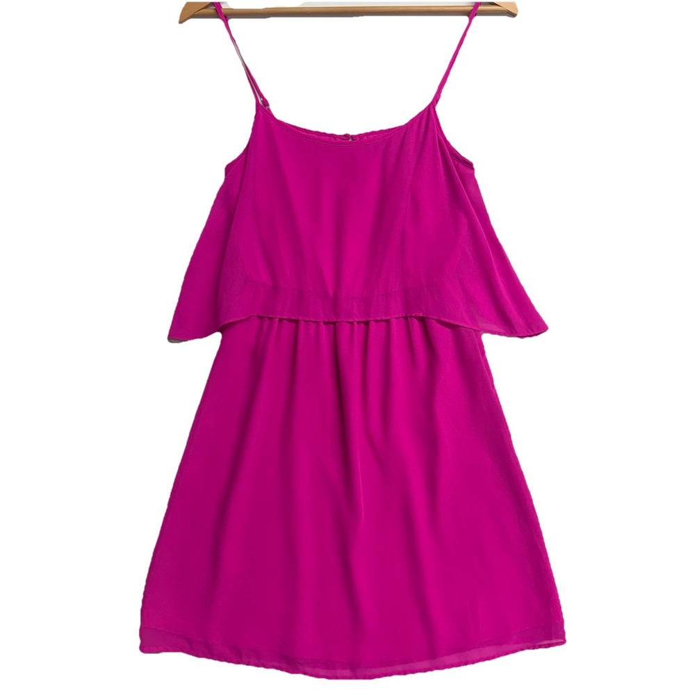 Gianni Bini Women's Dress XS Pink‎ Layered Flowy Sleeveless Mini Flounce Party